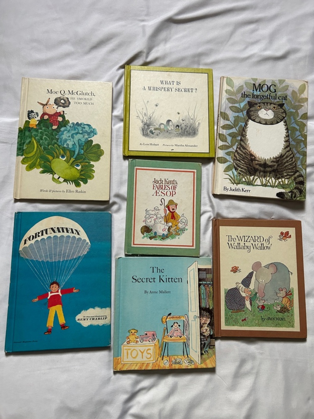 Vintage readers book lot: Fortunately, Secret Kitten, Mog Cat